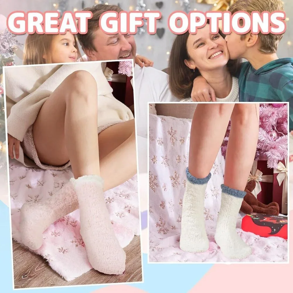 Women's1 Multi 5 Pairs Fuzzy Socks for Warm Fluffy Cozy Winter Soft Home Slipper